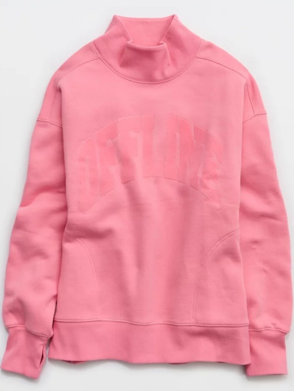 Womens OFFLINE by Aerie Pink Cloud Fleece Oversized Mockneck Sweatshirt- S